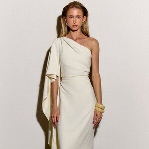 Oyster Textured Satin Sleeve Detail Maxi Dress - NWT